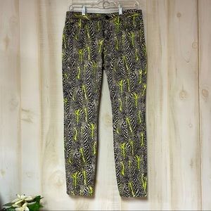Tahari Snakeskin Print Neon Stretch Pants Sz 6